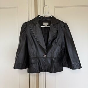 Vintage 90s Black Leather Cropped Jacket